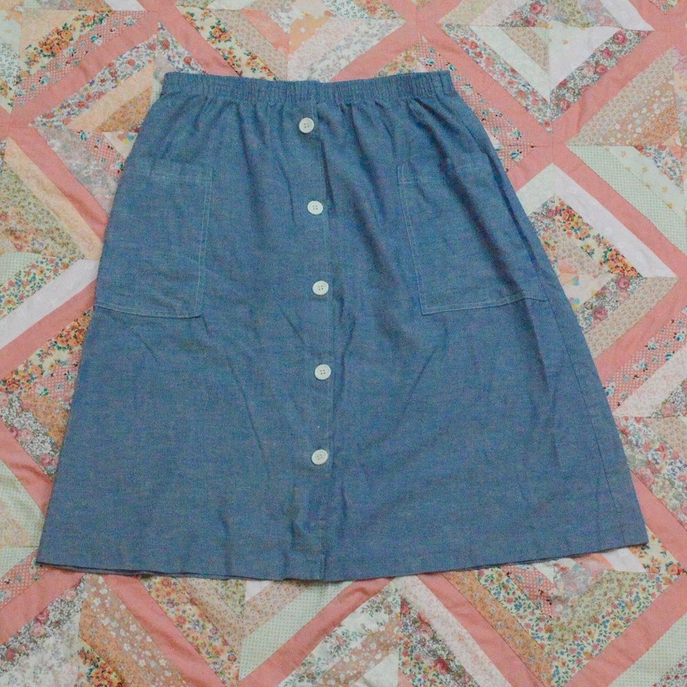 Handmade Chambray Skirt with Buttons